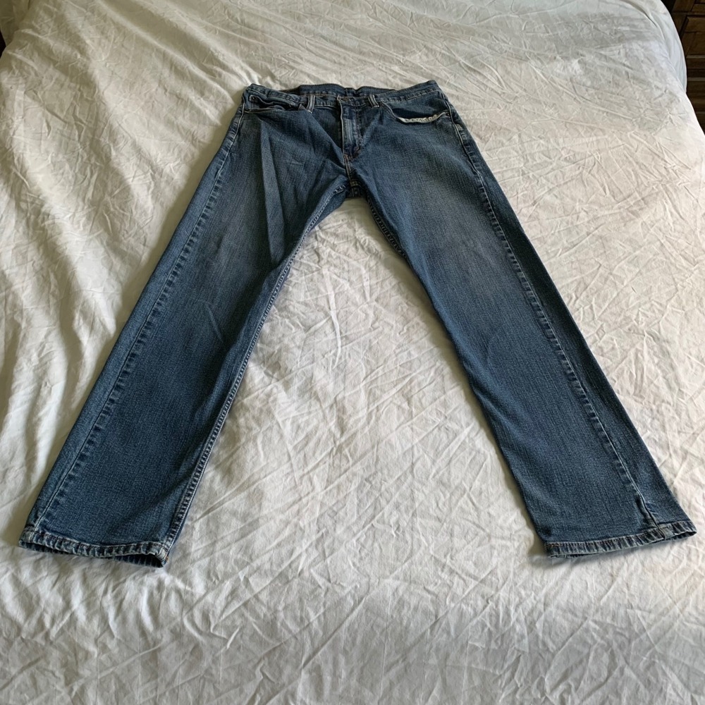 Levi's 34x32 505 Regular Fit Jeans Medium Wash Blue Straight Leg Denim Pants